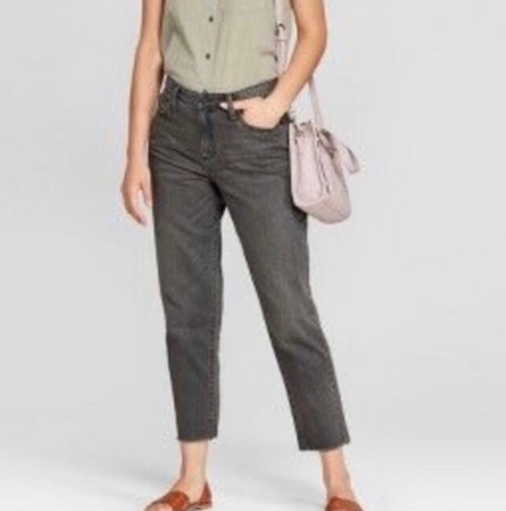 Universal Thread High Rise Straight Cropped Jeans Charcoal Gray Size 18 NWT
